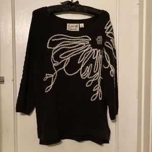 Black Anthropologie cotton blend sweater in XL.